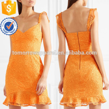 Spaghetti Strap Orange Rüschen Spitze Mini Sommer Täglichen Kleid Herstellung Großhandel Mode Frauen Bekleidung (TA0064D)